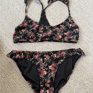 Volcom Black and Floral Bikini